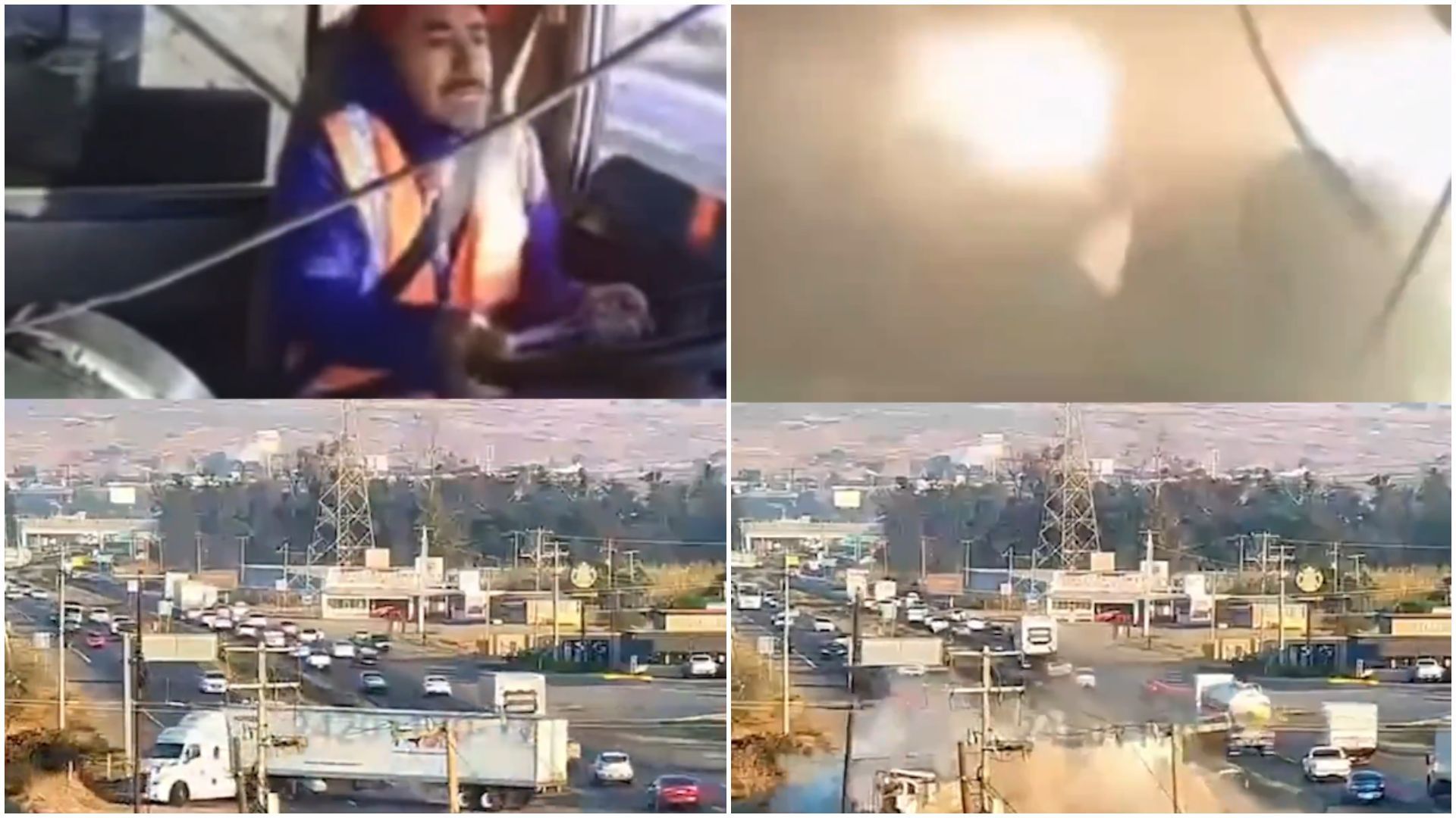 Las grabaciones evidencian que el conductor del torton no logró frenar a tiempo.
