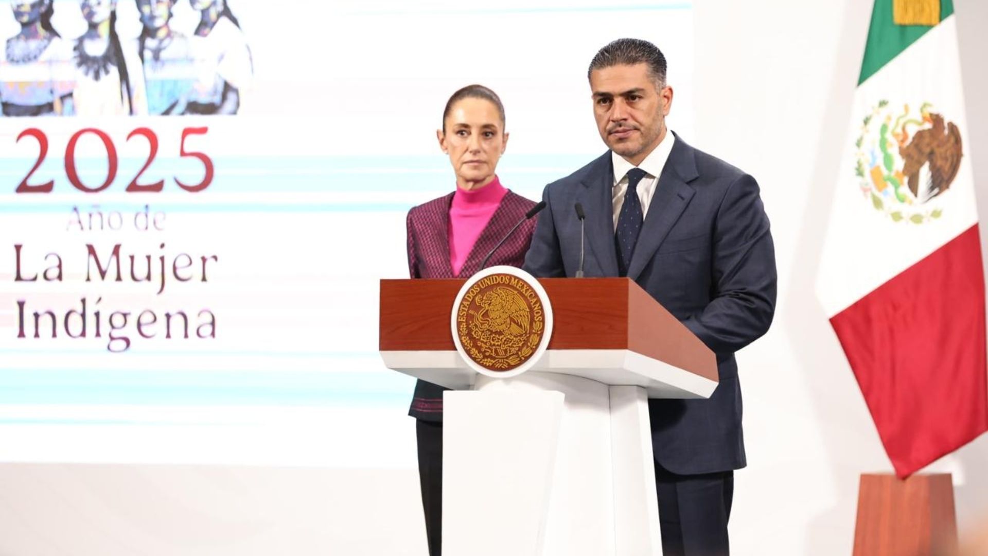 Omar García Harfuch y Claudia Sheinbaum en Palacio Nacional