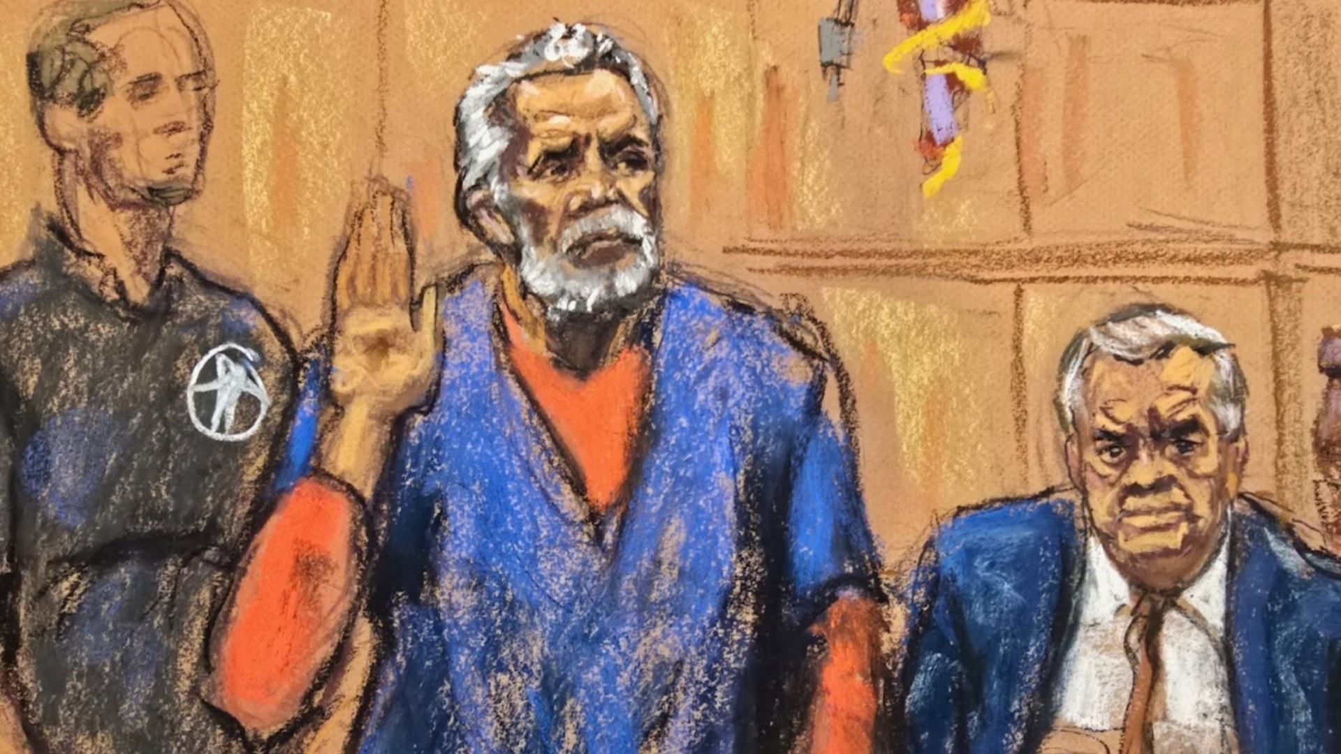 Dibujo de El Mayo Zambada en la Corte federal de Nueva York