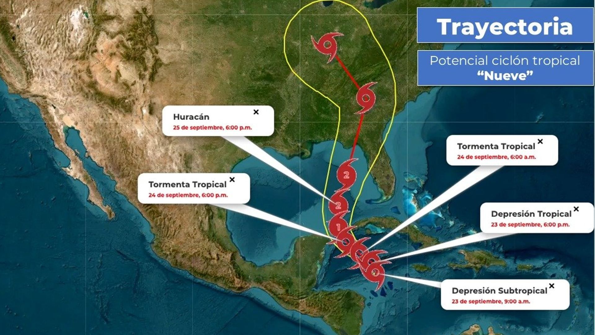 Trayectoria del Huracán Helene en México