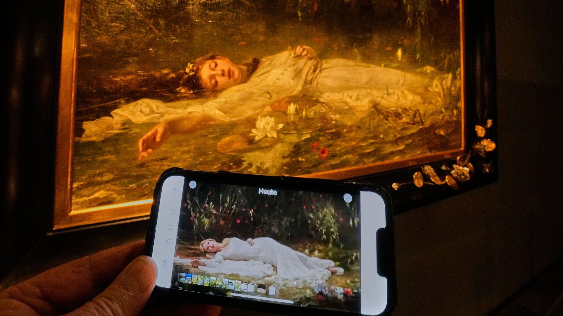 Pintura Ophelia ubicada en el museo