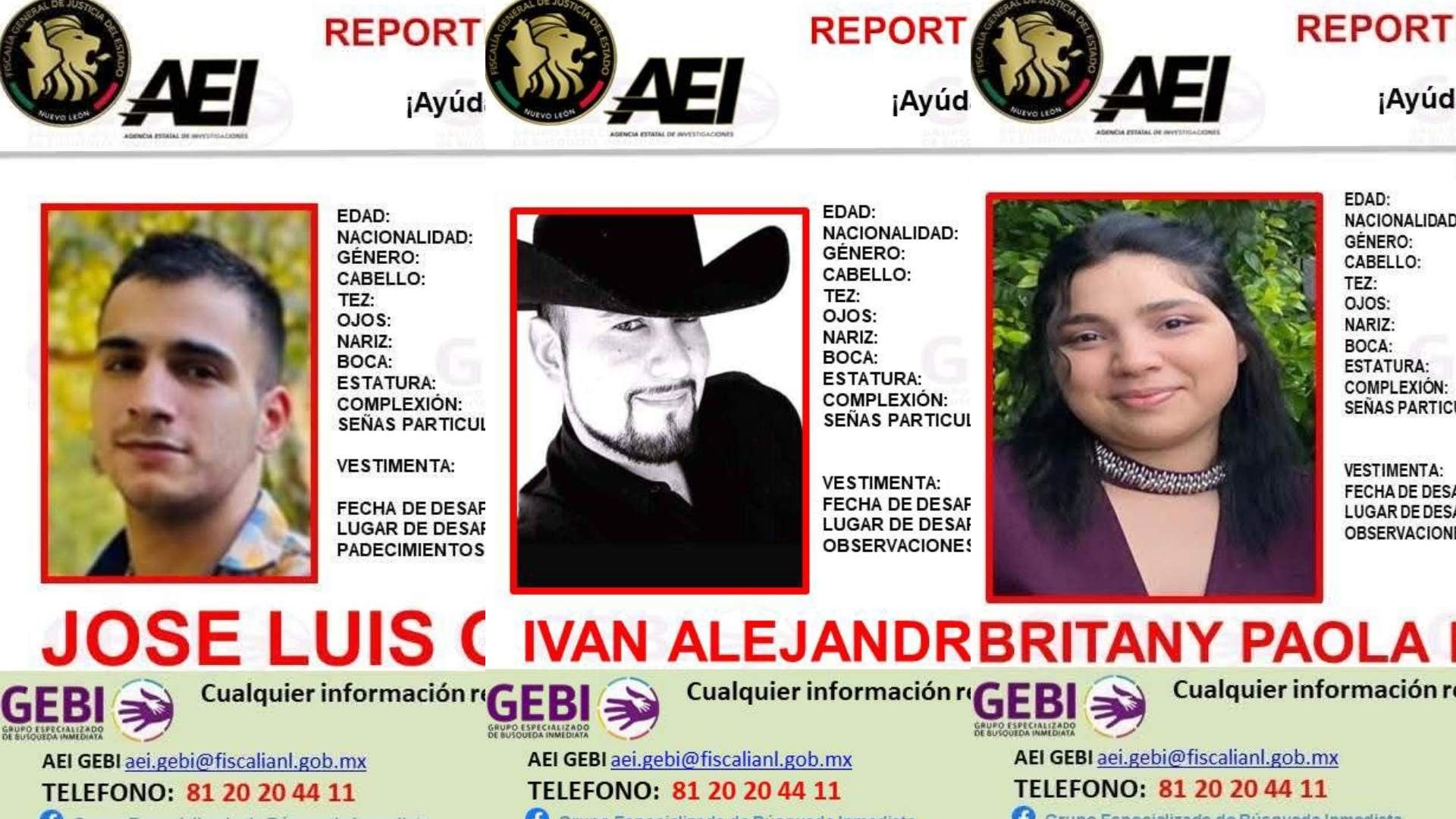 Fichas de búsqueda de traileros y mujer desaparecidos