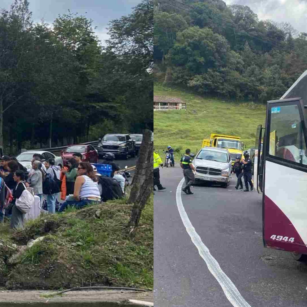 Choque Entre Camioneta y Autobús de Pasajeros en Carretera Xalapa Perote Deja Varios Lesionados