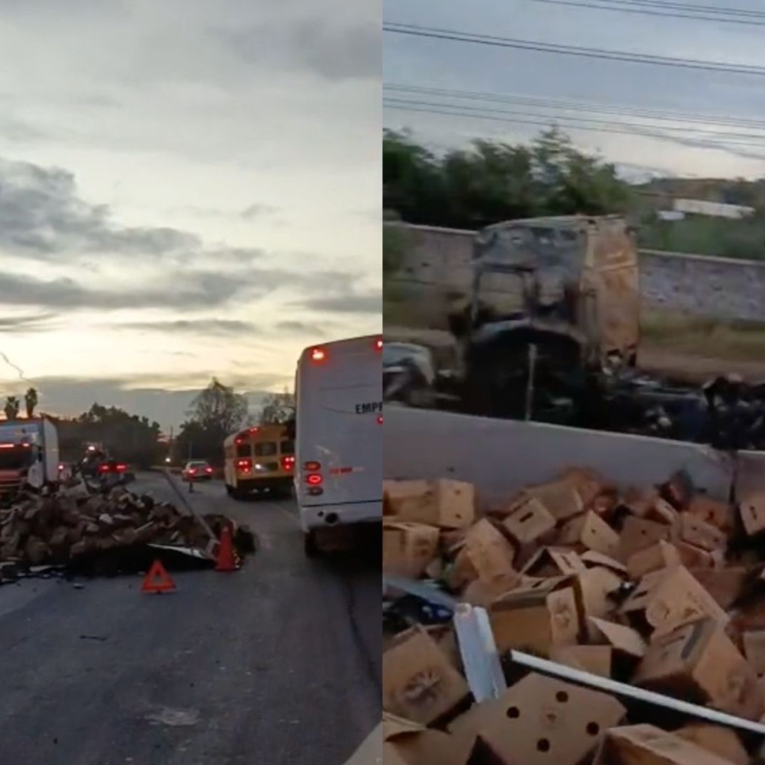 Vuelca y se Incendia Tráiler en la Carretera México 15 en Los Mochis, Sinaloa; Esto se Sabe