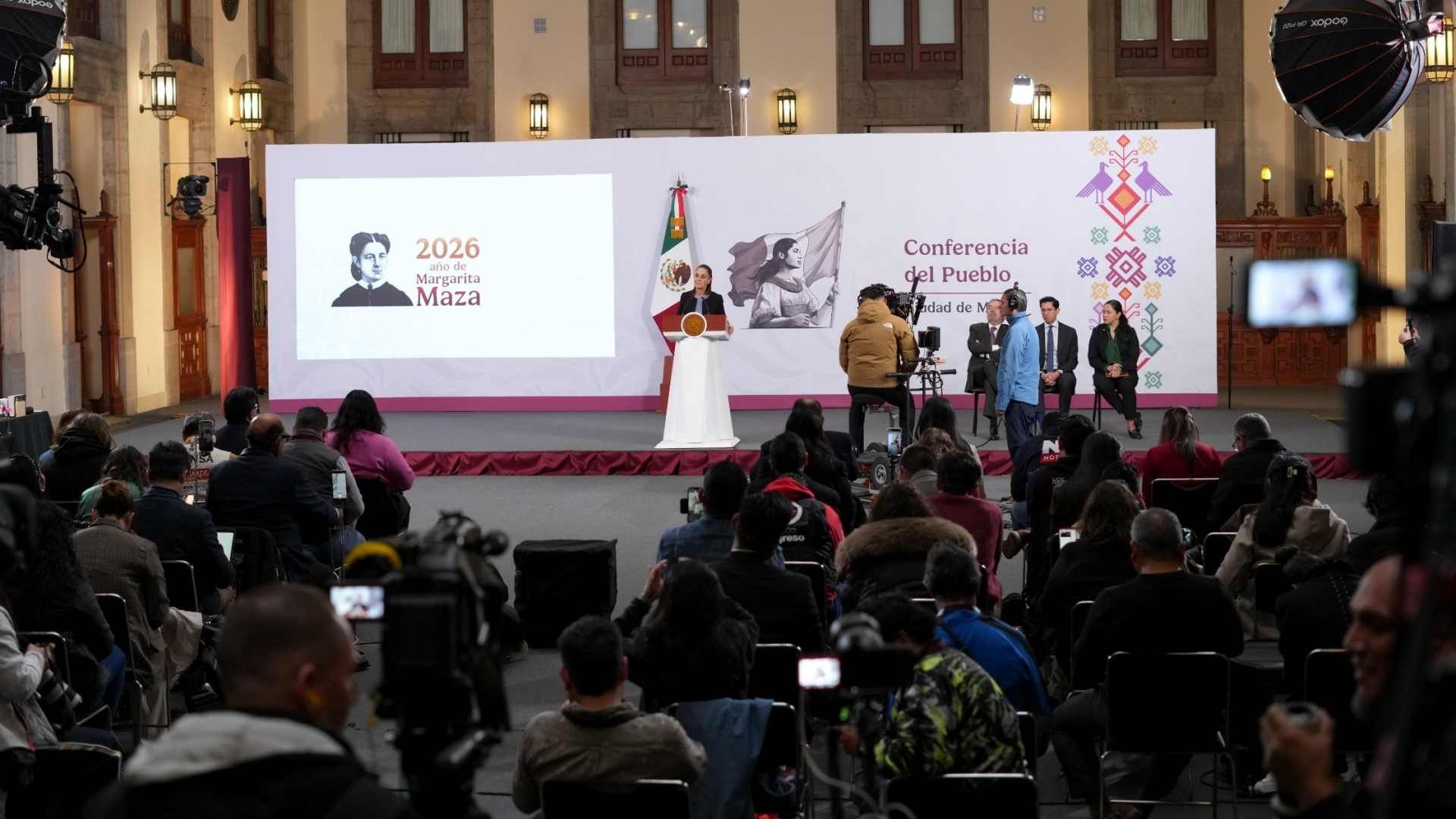 Claudia Sheinbaum en conferencia de prensa en Palacio Nacional