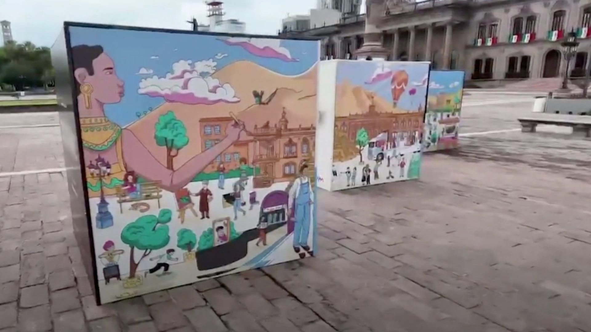 Murales y adornos mexicanos en Marcoplaza