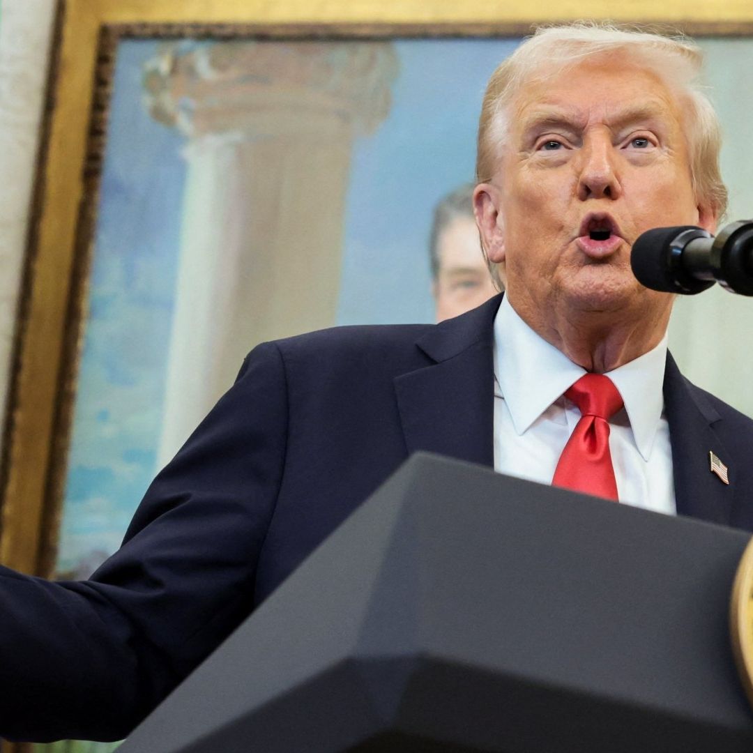 Donald Trump, presidente de Estados Unidos, en conferencia en la Oficina Oval