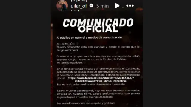 Comunicado de Pepe Aguilar