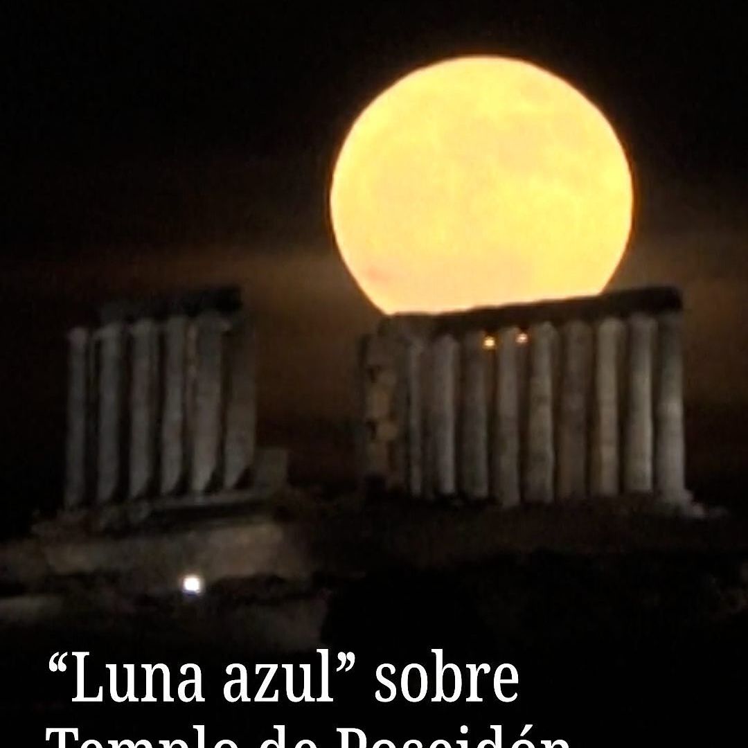 “Luna azul” sobre templo de Poseidón