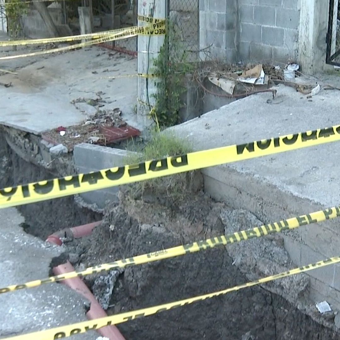 Continúa Creciendo Socavón en la Colonia Sección 16 de Matamoros, Tamaulipas