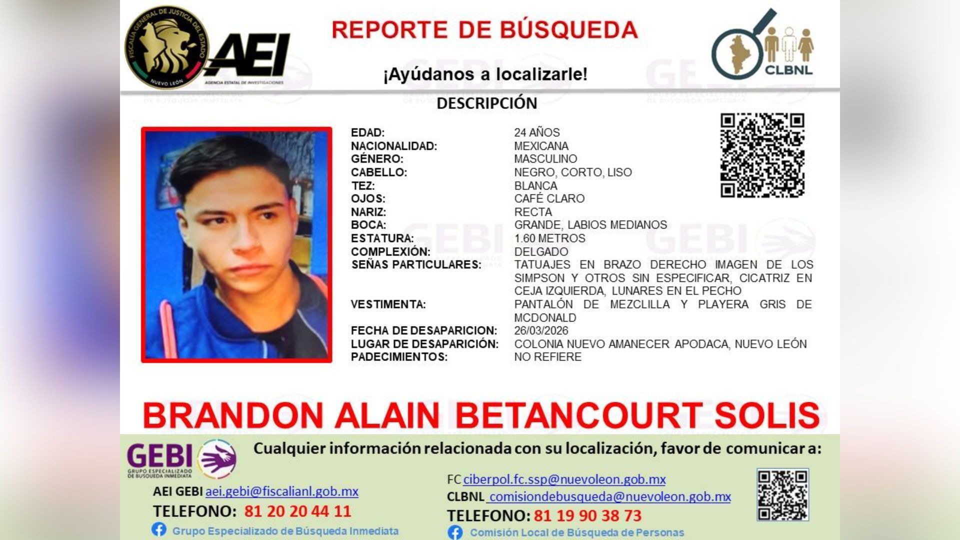 Ficha de desaparición