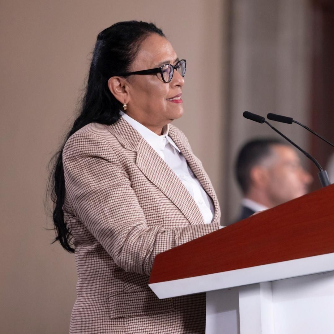 Rosa Icela Rodríguez en conferencia de prensa mañanera de la presidenta Claudia Sheinbaum