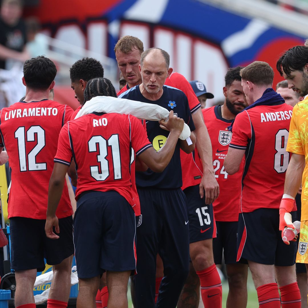 Jugadores de la selección de Inglaterra durante un partido amistoso previo al Mundial